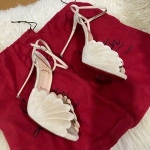 Christian Louboutin suede scalloped heels